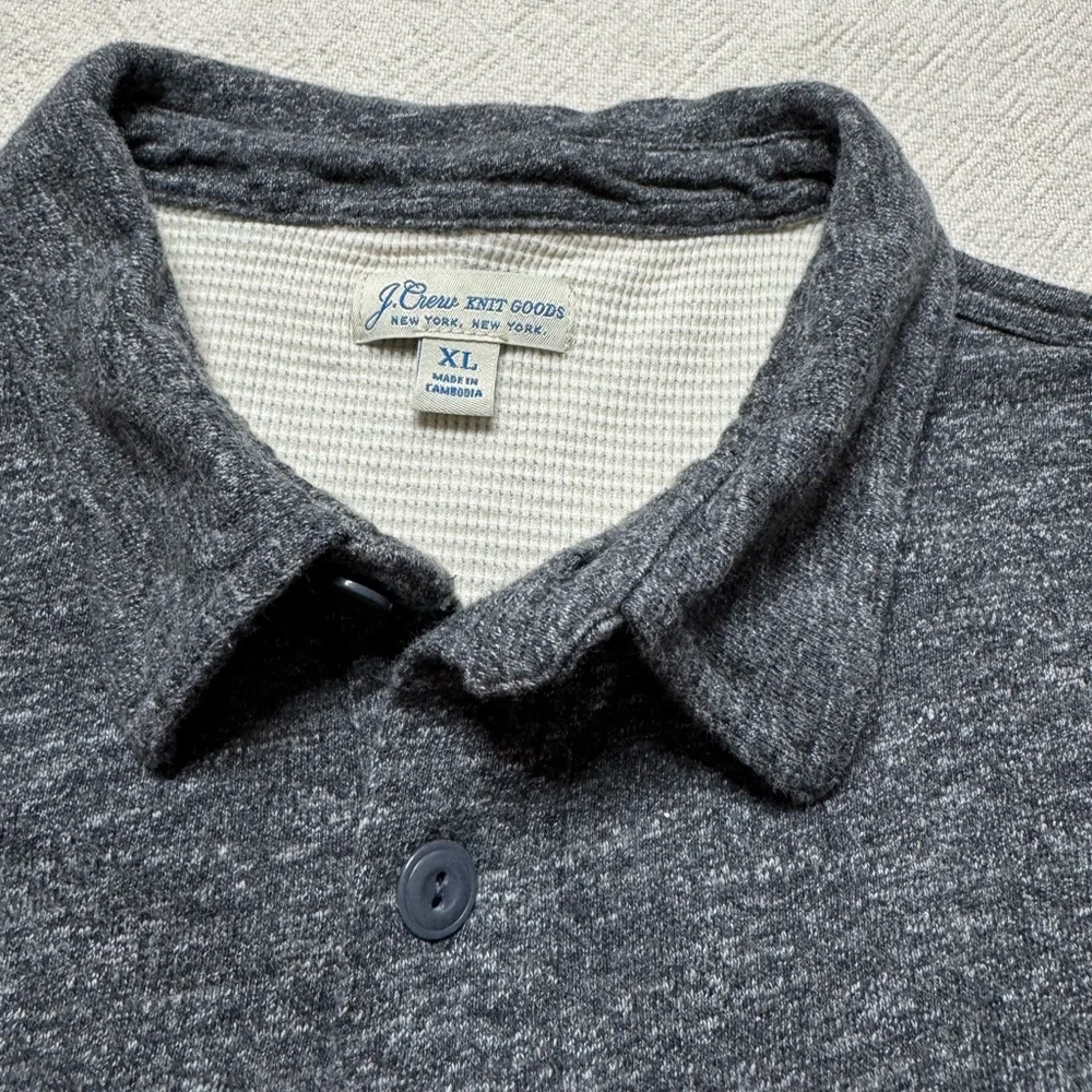 JCREW Men’s Grey Waffle Lined Harbor Button Up Shirt Shacket XL - Picture 5 of 9